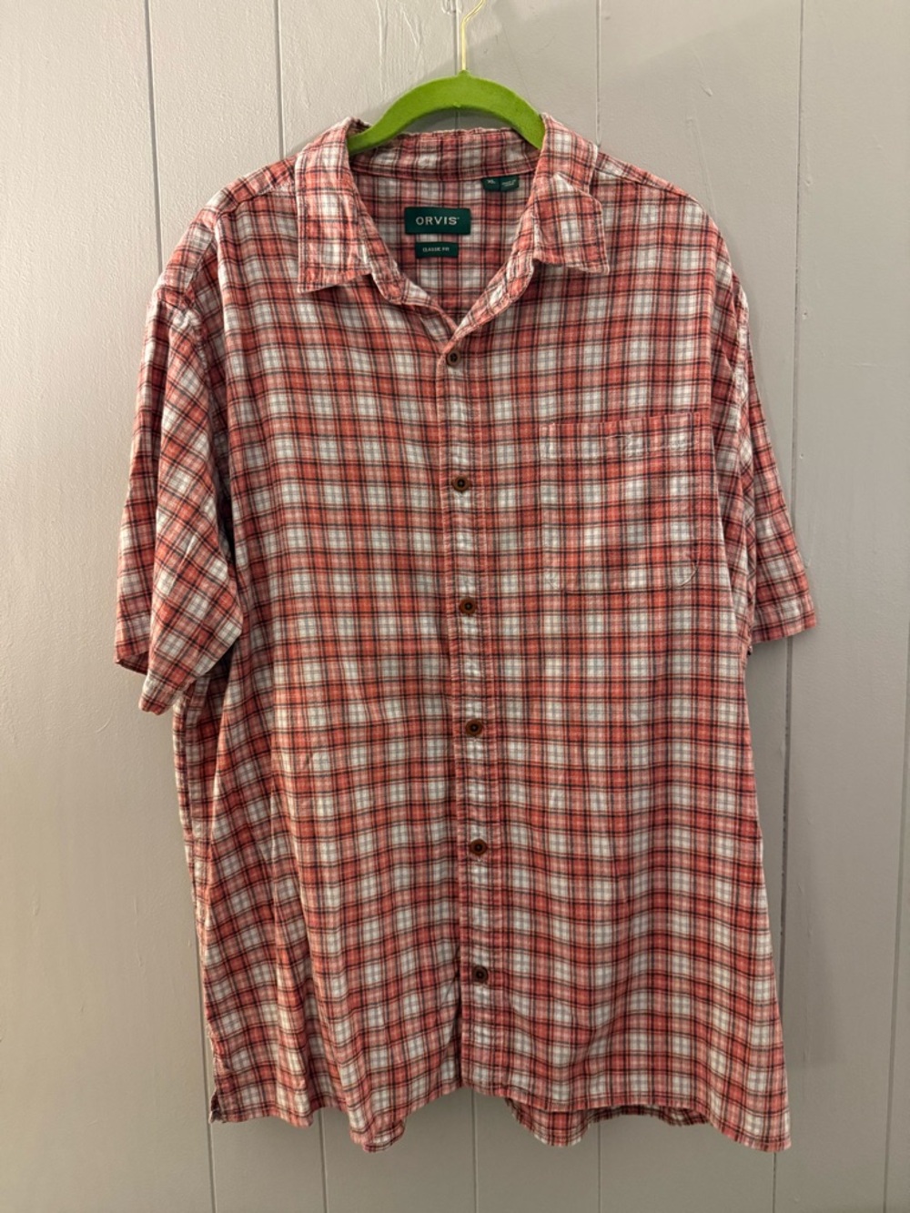 Orvis Men’s Red Plaid Short-Sleeve Button-Up Shirt